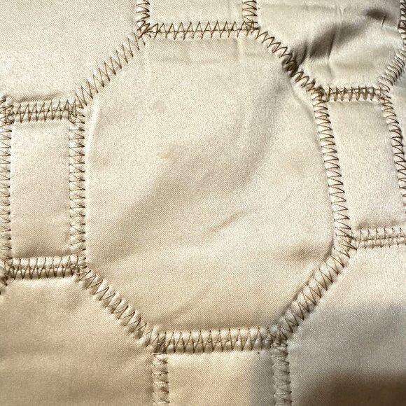 Throw Pillow 21x21 Geometric Stitching West Lake Home Duck Feather Beige Satin - Picture 8 of 12